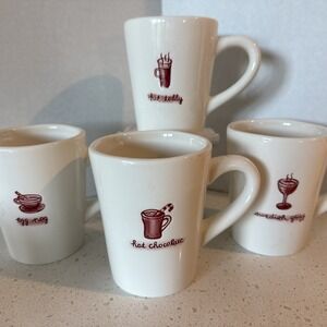 Williams Sonoma Christmas Holiday Hot Drinks Theme Coffee Tea Mugs Set Of 4